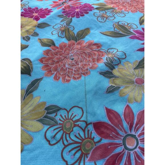 Y2K Vintage California Concepts Tropical Floral Aqua Midi Dress Ruffle Hem Sz S - Picture 10 of 15